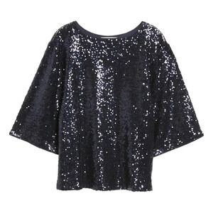 NWT Chelsea28 Black Sequin Crewneck Top XS